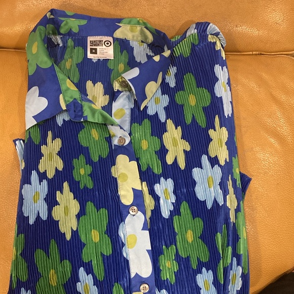 SAMMY B Stretchy Comfortable Button Down Blouse Pleated Plisse 3X Blue  NWOT - Picture 4 of 9